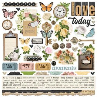 Simple Stories - Simple Vintage - Junk Drawer - 12x12 Cardstock Sticker Sheet